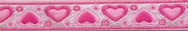 Roze-zilver hartjesband 12 mm (ca. 22 m) Roze-zilver hartjesband 12 mm (ca. 22 m)