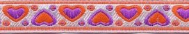 Oranje-paars-zilver hartjesband 12 mm (ca. 22 m) Oranje-paars-zilver hartjesband 12 mm (ca. 22 m)