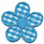 Applicatie geruite bloem aqua 40 mm (10 stuks) Applicatie geruite bloem aqua 40 mm (10 stuks)
