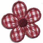 Applicatie geruite bloem bordeaux 40 mm (10 stuks) Applicatie geruite bloem bordeaux 40 mm (10 stuks)