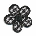 Applicatie geruite bloem zwart 30 mm (10 stuks) Applicatie geruite bloem zwart 30 mm (10 stuks)