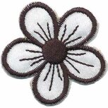 Applicatie bloem wit/zwart rond blad (10 stuks) Applicatie bloem wit/zwart rond blad (10 stuks)