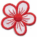 Applicatie bloem wit/rood (10 stuks) Applicatie bloem wit/rood (10 stuks)