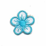 Applicatie bloem wit/lichtblauw klein (10 stuks) Applicatie bloem wit/lichtblauw klein (10 stuks)