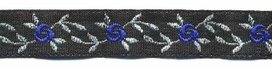 Zwart-zilver-blauw bloemband 12 mm (ca. 22 m) Zwart-zilver-blauw bloemband 12 mm (ca. 22 m)