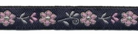 Donker blauw-oud roze bloemband 12 mm (ca. 22 m) Donker blauw-oud roze bloemband 12 mm (ca. 22 m)
