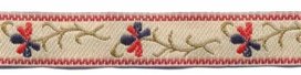 Creme-rood-blauw bloemband 12 mm (ca. 22 m) Creme-rood-blauw bloemband 12 mm (ca. 22 m)