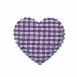 Applicatie ruitjes hart paars middel 35 x 30 mm (ca. 25 stuks) Applicatie ruitjes hart paars middel 35 x 30 mm (ca. 25 stuks)