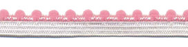 Wit-roze elastiek met bolletjes sierrand 12 mm (ca. 10 meter) Wit-roze elastiek met bolletjes sierrand 12 mm (ca. 10 meter)