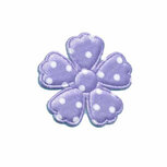 Applicatie bloem lila met witte stippen satijn middel 30 mm (ca. 25 stuks) Applicatie bloem lila met witte stippen satijn middel 30 mm (ca. 25 stuks)
