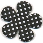 Applicatie bloem zwart met witte stippen katoen groot 45 mm (ca. 25 stuks) Applicatie bloem zwart met witte stippen katoen groot 45 mm (ca. 25 stuks)