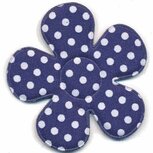 Applicatie bloem donker blauw met witte stippen katoen groot 45 mm (ca. 25 stuks) Applicatie bloem donker blauw met witte stippen katoen groot 45 mm (ca. 25 stuks)