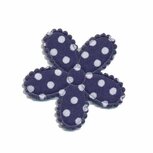 Applicatie bloem donker blauw met witte stippen katoen middel 30 mm (ca. 25 stuks) Applicatie bloem donker blauw met witte stippen katoen middel 30 mm (ca. 25 stuks)
