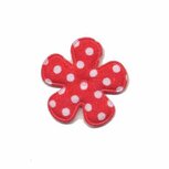 Applicatie bloem rood met witte stippen katoen klein 25 mm (ca. 25 stuks) Applicatie bloem rood met witte stippen katoen klein 25 mm (ca. 25 stuks)