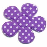 Applicatie bloem paars met witte stippen katoen groot 45 mm (ca. 25 stuks) Applicatie bloem paars met witte stippen katoen groot 45 mm (ca. 25 stuks)