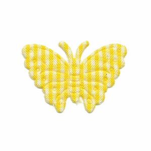 Applicatie geruite vlinder geel-wit middel 40 x 25 mm (ca. 25 stuks)