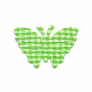 Applicatie geruite vlinder groen-wit middel 40 x 25 mm (ca. 25 stuks)