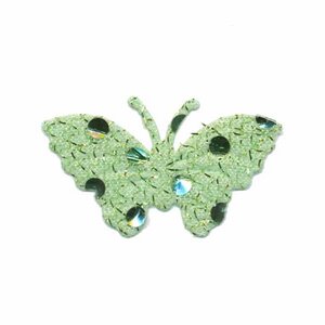Applicatie glitter vlinder groen middel 40 x 25 mm (ca. 25 stuks)
