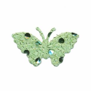 Applicatie glitter vlinder groen middel 40 x 25 mm (ca. 25 stuks)