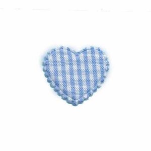 Applicatie ruitjes hart licht blauw klein 25 x 20 mm (ca. 25 stuks)