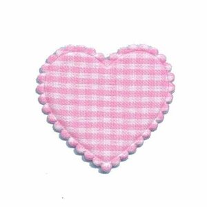 Applicatie ruitjes hart roze middel 35 x 30 mm (ca. 25 stuks)