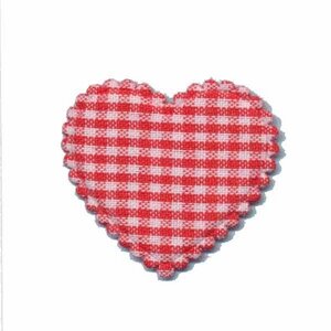 Applicatie ruitjes hart rood middel 35 x 30 mm (ca. 25 stuks)