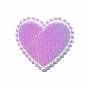 Applicatie glim hart wit/roze middel 35 x 30 mm (ca. 25 stuks)