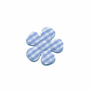 Applicatie geruite bloem licht blauw-wit klein 20 mm (ca. 25 stuks)