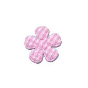 Applicatie geruite bloem roze-wit klein 20 mm (ca. 25 stuks)