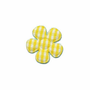 Applicatie geruite bloem geel-wit klein 20 mm (ca. 25 stuks)
