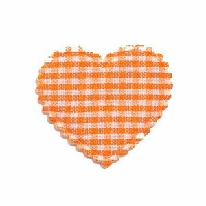 Applicatie ruitjes hart oranje middel 35 x 30 mm (ca. 25 stuks)