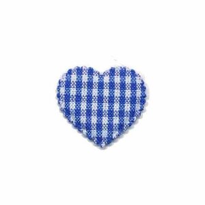 Applicatie ruitjes hart kobalt blauw klein 25 x 20 mm (ca. 25 stuks)