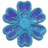 Applicatie glim bloem blauw 40 mm (10 stuks)