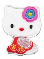 Applicatie hello kitty met rood jurkje (5 stuks)