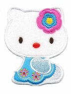 Applicatie hello kitty met blauw jurkje (5 stuks)