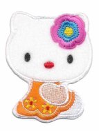 Applicatie hello kitty met oranje jurkje (5 stuks)