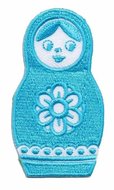 Opstrijkbare applicatie babushka aqua blauw (5 stuks)