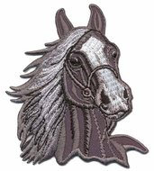 Opstrijkbare applicatie paardenhoofd grijs (5 stuks)
