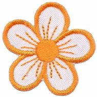 Applicatie bloem wit/oranje (ca. 10 stuks)