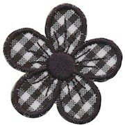 Applicatie geruite bloem zwart 40 mm (10 stuks)