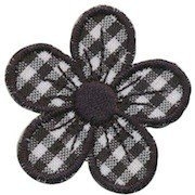Applicatie geruite bloem zwart 40 mm (10 stuks)