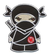 Opstrijkbare applicatie Ninja zwart (5 stuks)