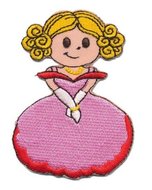 Opstrijkbare applicatie prinsesje in roze jurk (5 stuks)