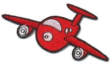 Opstrijkbare applicatie vliegtuig rood (5 stuks)