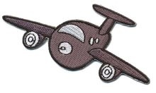 Opstrijkbare applicatie vliegtuig grijs (5 stuks)