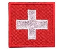Opstrijkbare applicatie Zwitserse vlag (5 stuks)