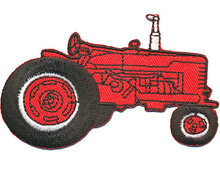 Opstrijkbare applicatie tractor rood (5 stuks)