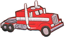 Opstrijkbare applicatie Amerikaanse truck rood (5 stuks)
