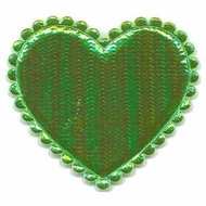 Applicatie glim hart groen groot 45 x 45 mm (ca. 25 stuks)