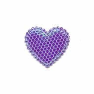 Applicatie glim hart met gaasje paars klein 20 x 20 mm (ca. 25 stuks)
